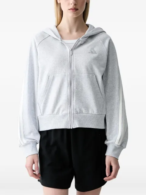 adidas logo-embroidered zip-up hoodie Grey KV9879