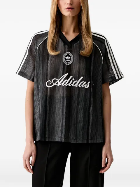 adidas logo-embroidered mesh T-shirt Black KY3163