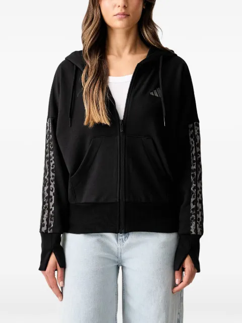 adidas leopard-print-stripe hoodie Black KS8002