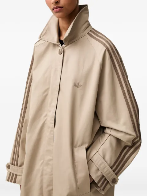 adidas Mac 3-Stripes logo-embroidered trench coat Neutrals KS7333