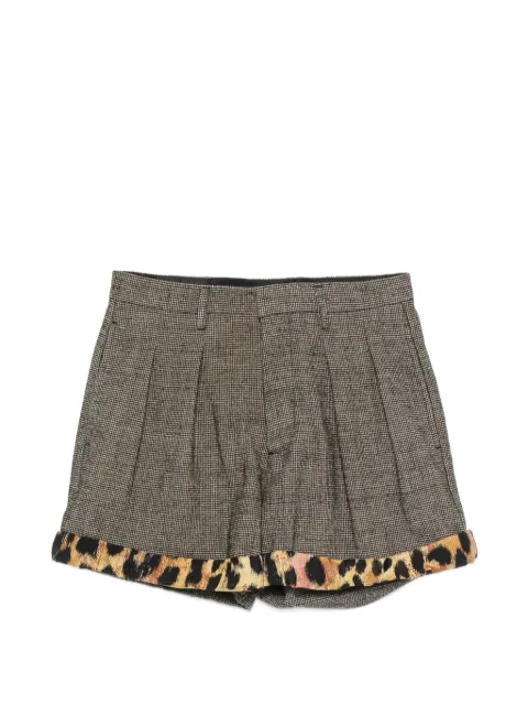 R13 houndstooth leopard-print shorts Brown R13WR712R882B