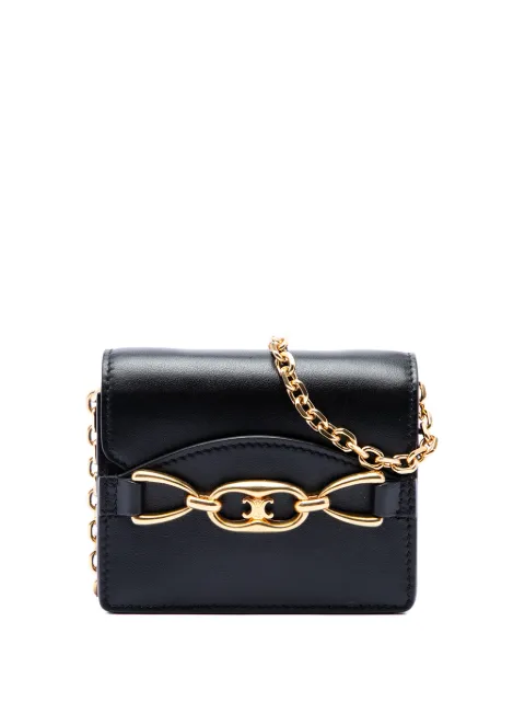 Celine Pre-Owned 2020 Mini Smooth Calfskin Triomphe Maillon Wallet on Chain crossbody bag Black PFAIDQA2JYPAZ37H