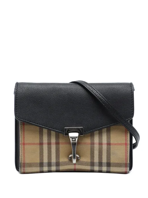 Burberry Pre-Owned 2000-2017 Small Leather and House Check Canvas Derby Macken crossbody bag Black ULXVYQ8WC9MU9KS3