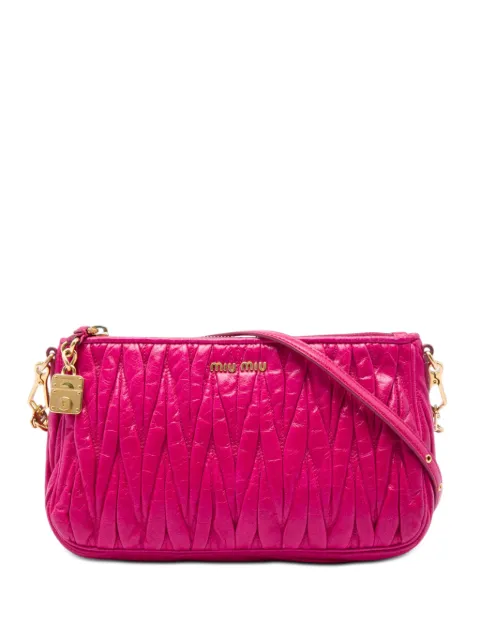Miu Miu Pre-Owned 2010-2026 Matelasse Nappa Lux Charm shoulder bag Pink QPX9WIE3PHLXJW9G