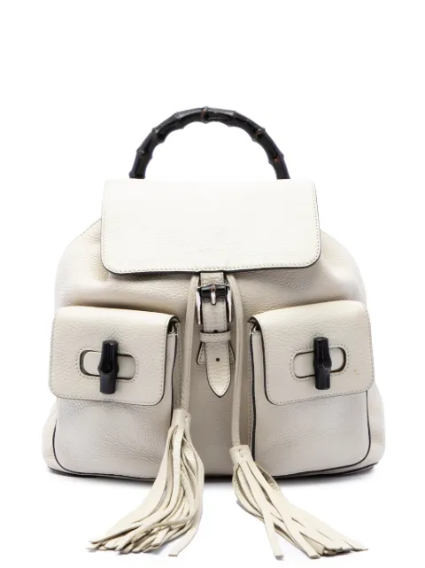 Gucci Pre-Owned 2016-2026 Grained Calfskin Bamboo Tassel backpack White NA05V5ITQSCSQ2RG