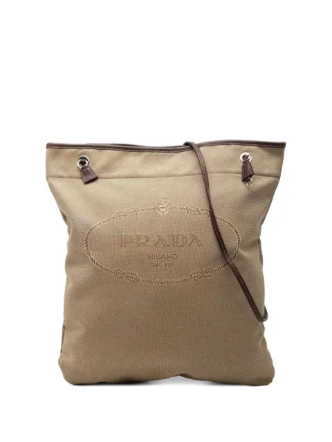 Prada Pre-Owned 2010-2026 Canvas Canapa Logo crossbody bag Neutrals NHVQZIM3CRT79V46