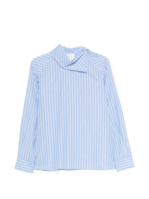 TRAME AUREE Nina striped asymmetric-collar shirt Blue A045