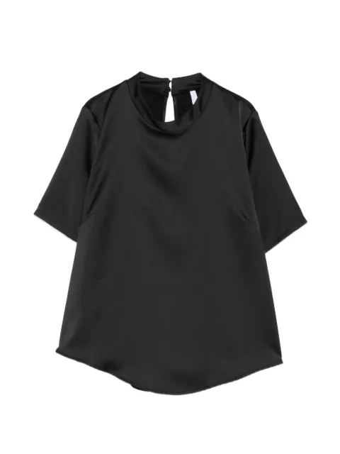 IMPERIAL satin-finish short-sleeve blouse Black TAM1MBA