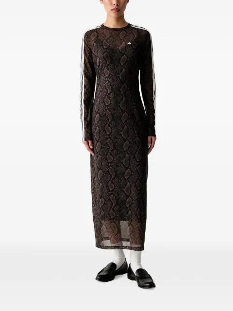 adidas snake-print long-sleeve maxi dress Brown KX1892