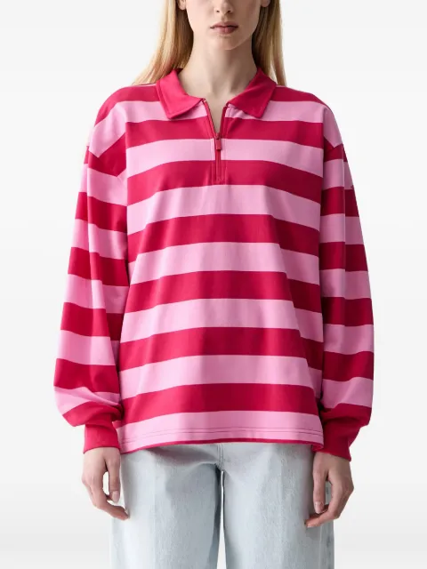 adidas striped quarter-zip polo shirt Pink KR3548