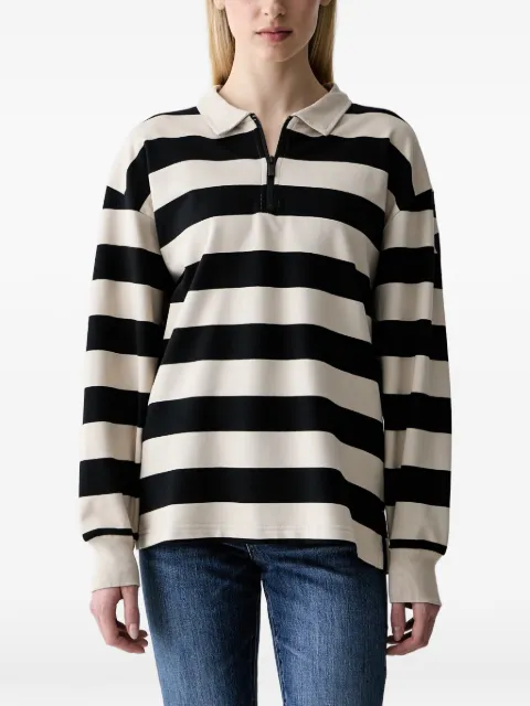 adidas striped quarter-zip polo shirt Neutrals KF6251