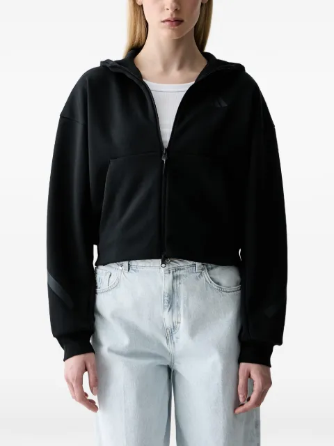 adidas logo-print zip-up hoodie Black KF6392