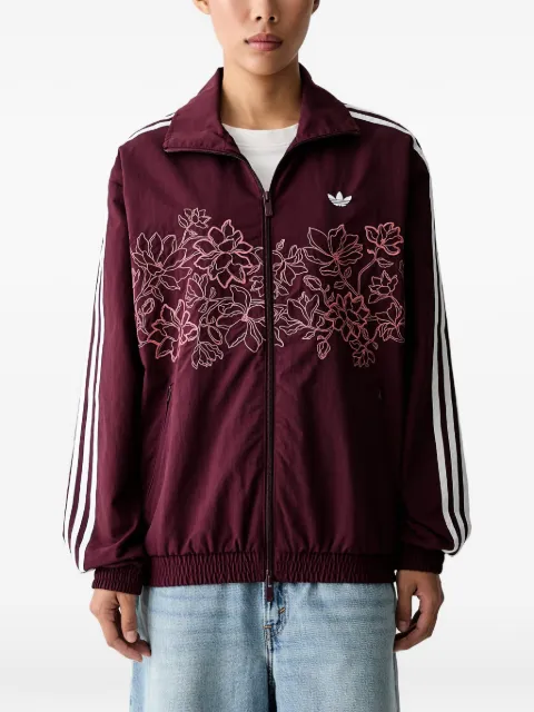 adidas Floral GFX Firebird floral-embroidered zip-up sweatshirt Brown KX1875