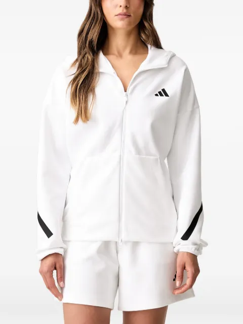 adidas logo-print zip-up hoodie White KF6326