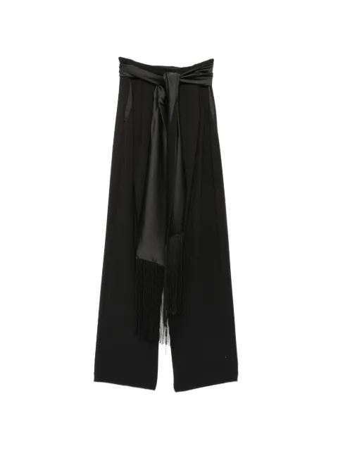 IMPERIAL fringe-trim sash-waist trousers Black P7J9MAW