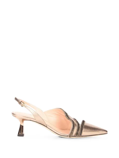 Alberta Ferretti sequin-embellished pointed-toe pumps Neutrals A60108021