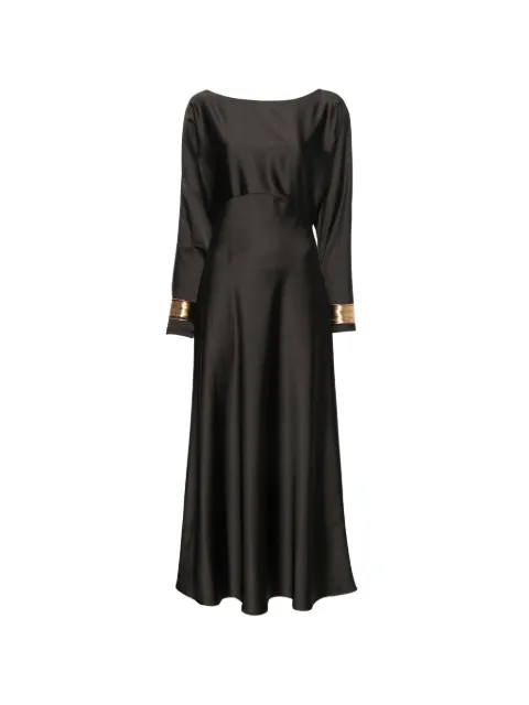 IMPERIAL satin-finish long-sleeve maxi dress Brown AGGIMBA