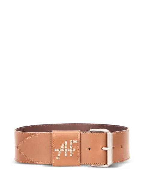 Alberta Ferretti studded-logo leather belt Brown A30116691