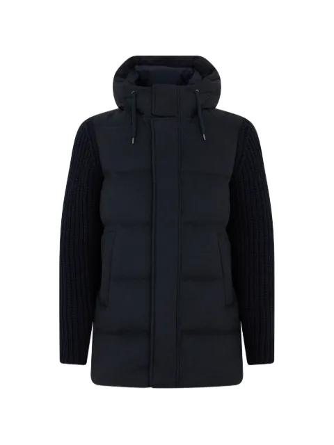Herno knitted-sleeve hooded jacket Blue PI001201U38087