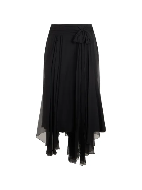 Alberta Ferretti asymmetric silk midi skirt Black A01146614