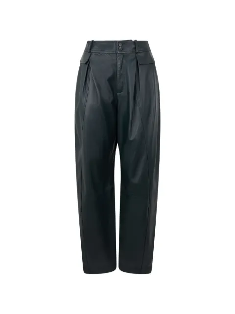 Alberta Ferretti high-waisted pleated leather trousers Green A37115175