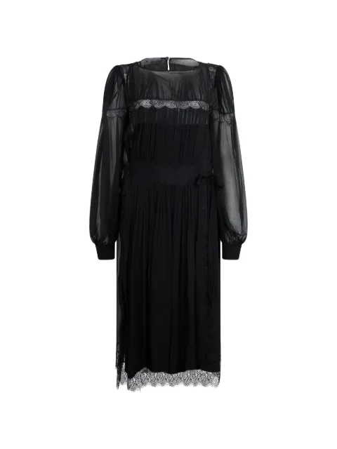 Alberta Ferretti lace-trimmed silk midi dress Black A04266614