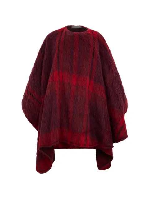 Alberta Ferretti check-pattern mohair-blend poncho Red A06245135