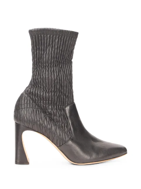 Alberta Ferretti quilted ruched ankle boots Black A61028210