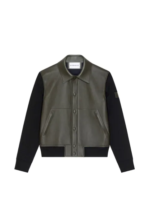 Givenchy mix-material blouson with Givenchy Paris patch Green BM01GP6Y4B