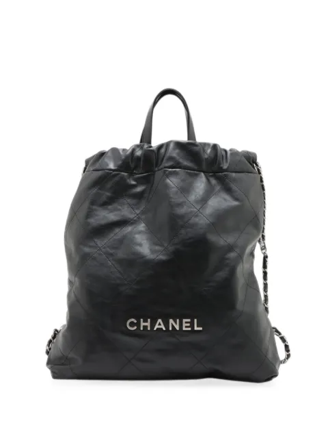 CHANEL Pre-Owned 2021-2026 Large Quilted Shiny Calfskin 22 backpack Black G814DIO36KULXOLD