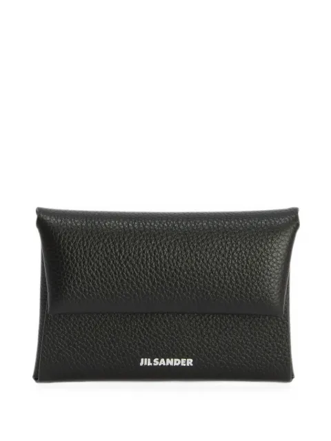 Jil Sander folded grained-leather envelope coin purse and card holder with embossed Jil Sander logo Black J26UI0005P9301