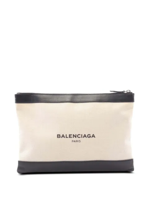 Balenciaga Pre-Owned 2015-2026 Canvas Navy Clip M clutch bag Brown 4WS4V6SF23GQVB4Z