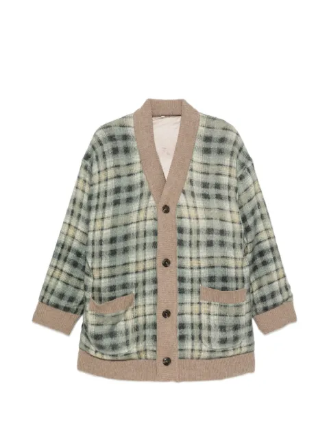 R13 plaid-check padded cardigan Green R13WY371Y323B