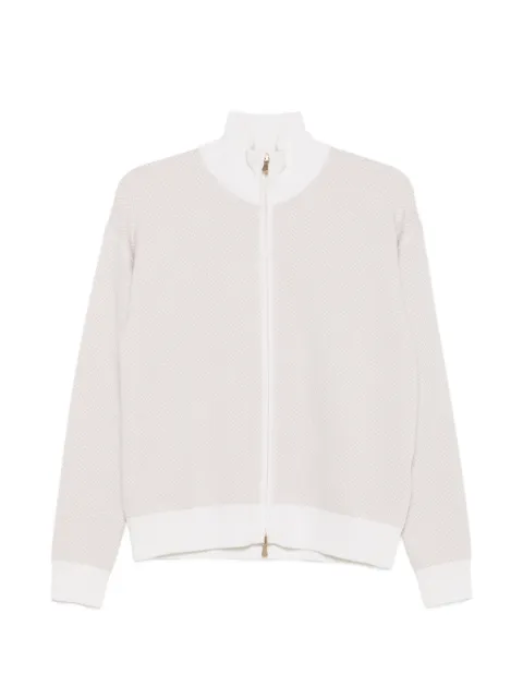 Eleventy chevron-knit zip-up cardigan Neutrals N86MAGN60MAG0N057
