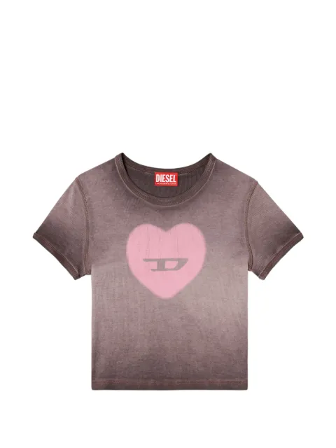 Diesel ribbed T-shirt with watercolour heart D Purple A128360SQAD