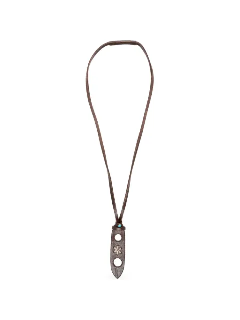 ERALDO flower-embroidered leather glasses necklace Brown PORTAOCCHIALI