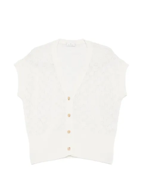 PANICALE perforated-knit V-neck cardigan Neutrals D380724CB