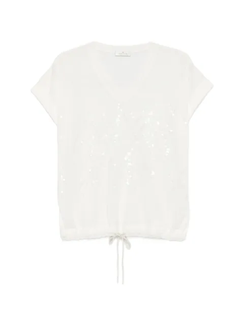 PANICALE sequin-embellished drawstring T-shirt White D380222V