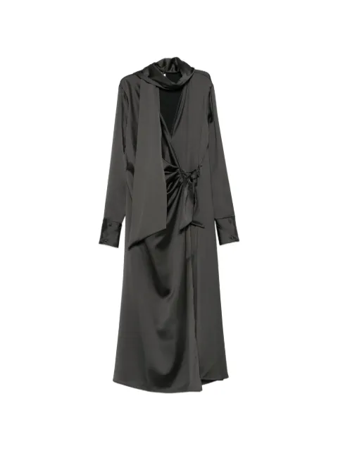IMPERIAL satin-finish wrap midi dress Grey AFFEMBA