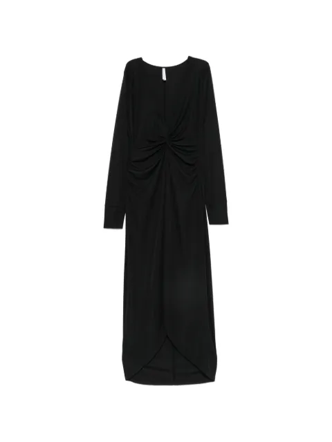 IMPERIAL twist-detail V-neck midi dress Black AFFDMJZ