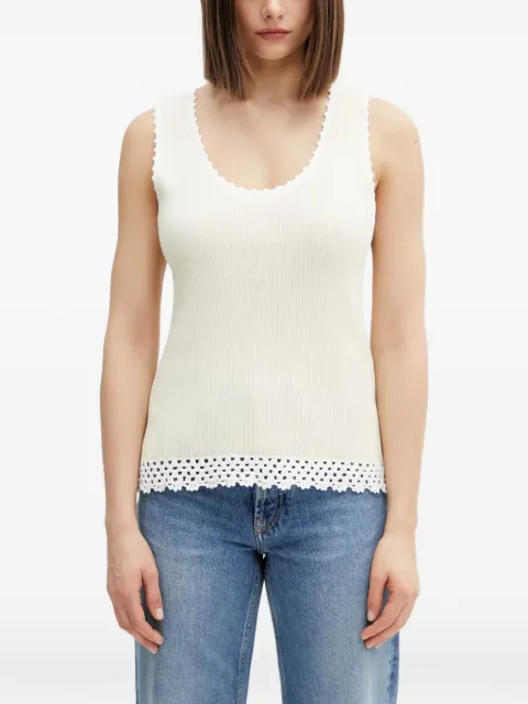Wales Bonner crochet-trim ribbed top Neutrals WS26KN48CO12100