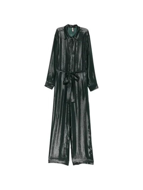 Indress metallic-effect belted jumpsuit Black JP009