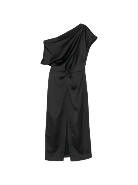 IMPERIAL one-shoulder twist-detail midi dress Black AFEPMBA