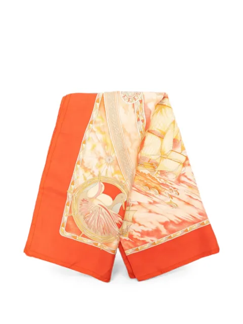 Hermès Pre-Owned 2000-2024 Fregates Magnifiques Silk Scarf 90 scarves Orange D5XHN1DCOPSUK6MC