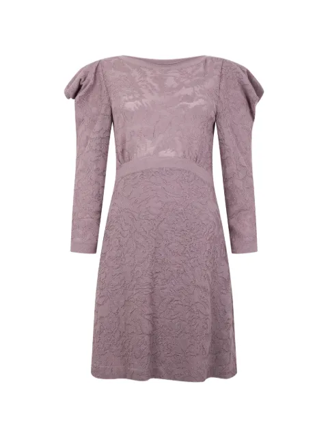 Alberta Ferretti jacquard-knit puffed-sleeve mini dress Pink A04866600
