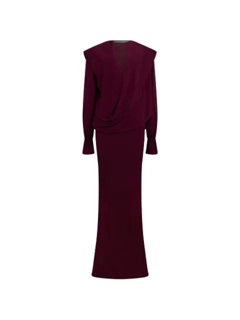 Alberta Ferretti draped long-sleeved maxi dress Red A04125121