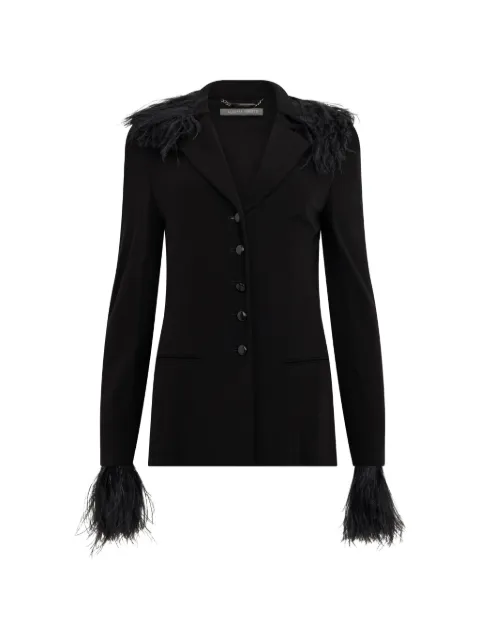 Alberta Ferretti feather-trim lapel-neck blazer Black A05216621
