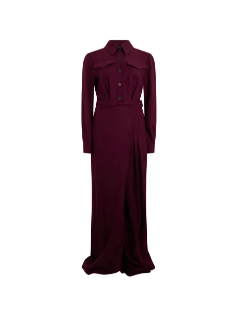 Alberta Ferretti button-up pleated-skirt maxi dress Purple A04425123