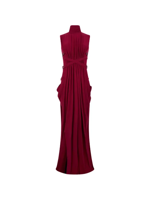 Alberta Ferretti buckle-detail draped maxi dress Red A04045121
