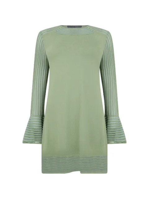 Alberta Ferretti bell-sleeve knitted mini dress Green A04896604
